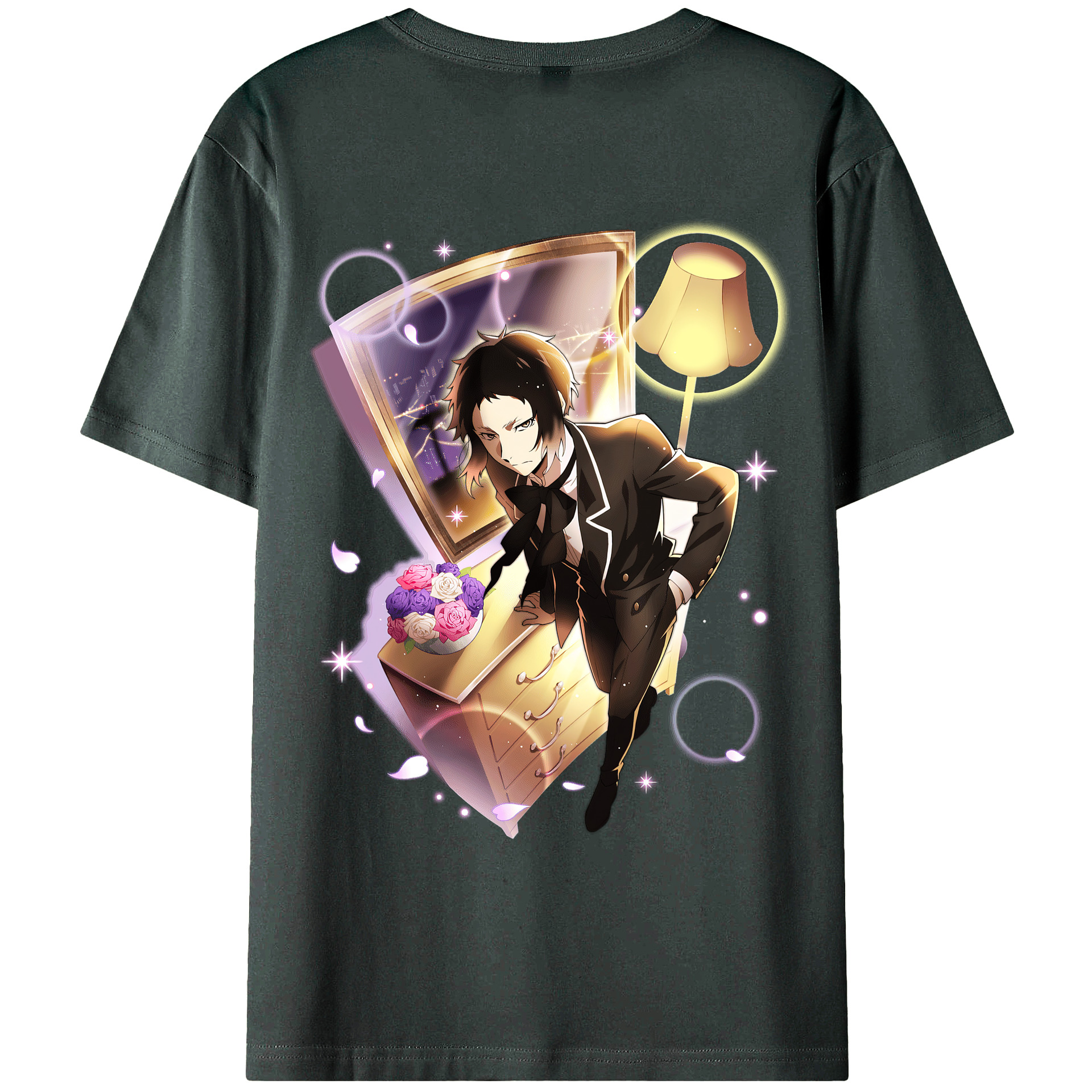 （画像用） 文豪ストレイドッグス Bungo Stray Dogs 綿100％ メンズ半袖Tシャツ（バックプリント） 通気性